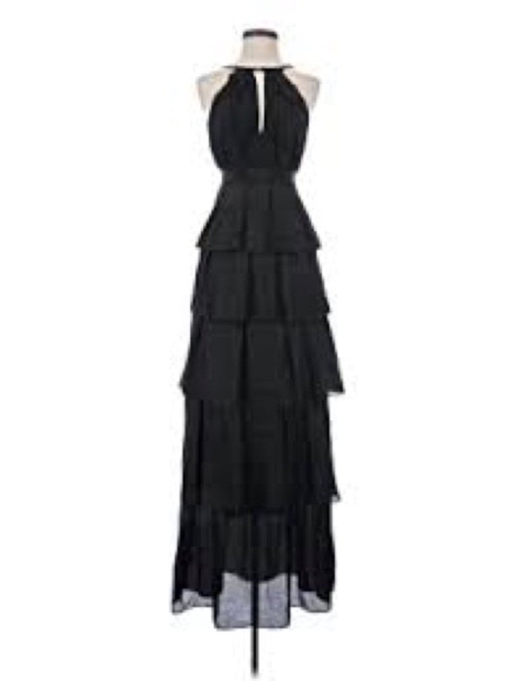 Bcbgmaxazria Elegant Black Tiered Halter Maxi Dress
